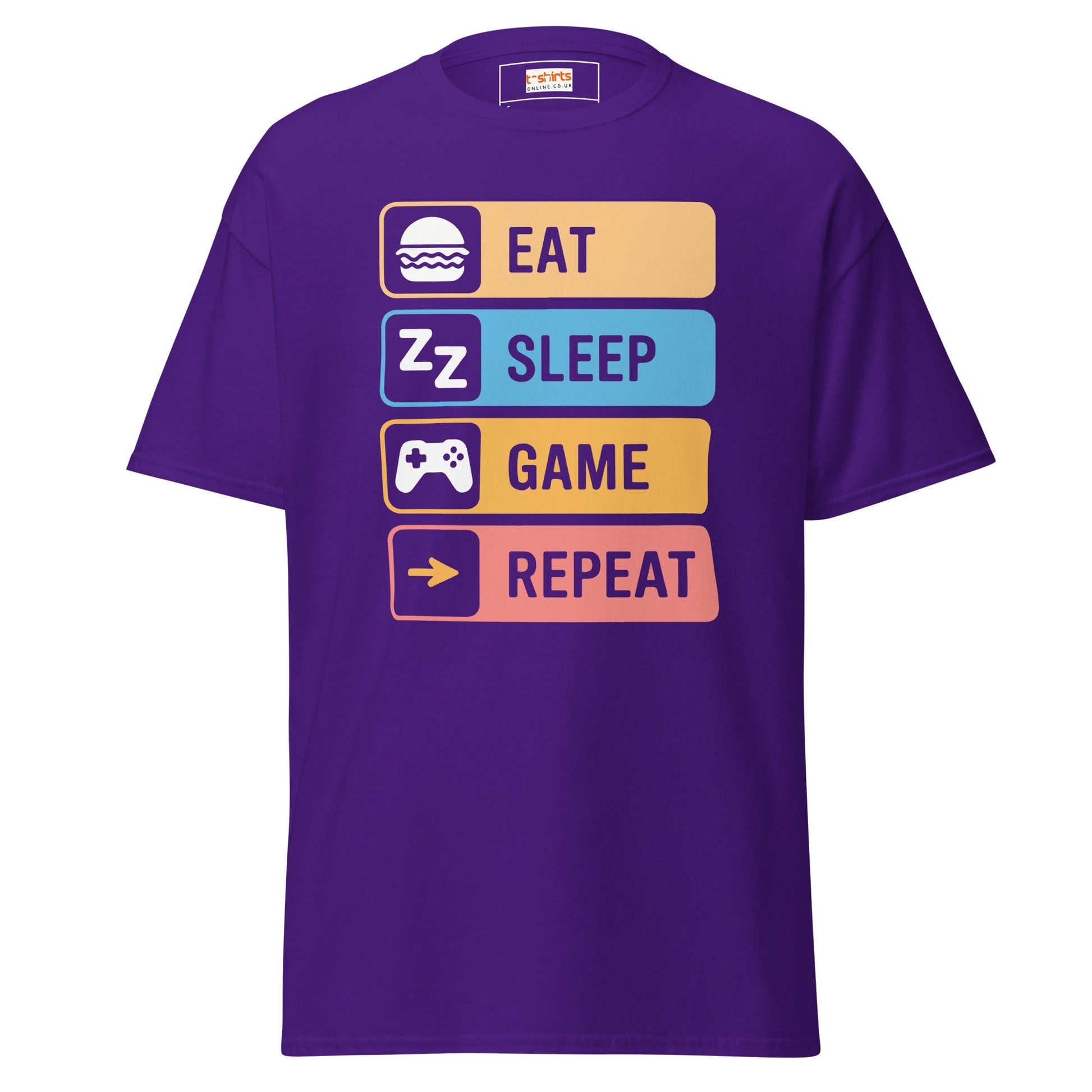 Eat Sleep Game | Gaming T-Shirt - Purple - T-Shirts Online