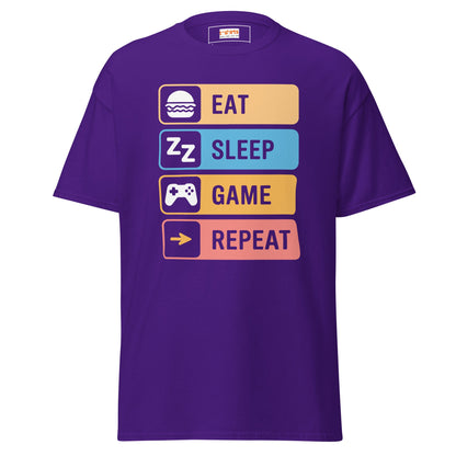 Eat Sleep Game | Gaming T-Shirt - Purple - T-Shirts Online