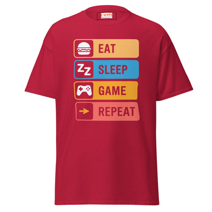 Eat Sleep Game | Gaming T-Shirt - Cardinal - T-Shirts Online