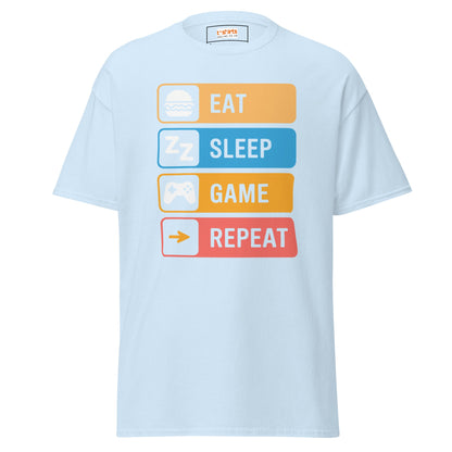 Eat Sleep Game | Gaming T-Shirt - Light Blue - T-Shirts Online