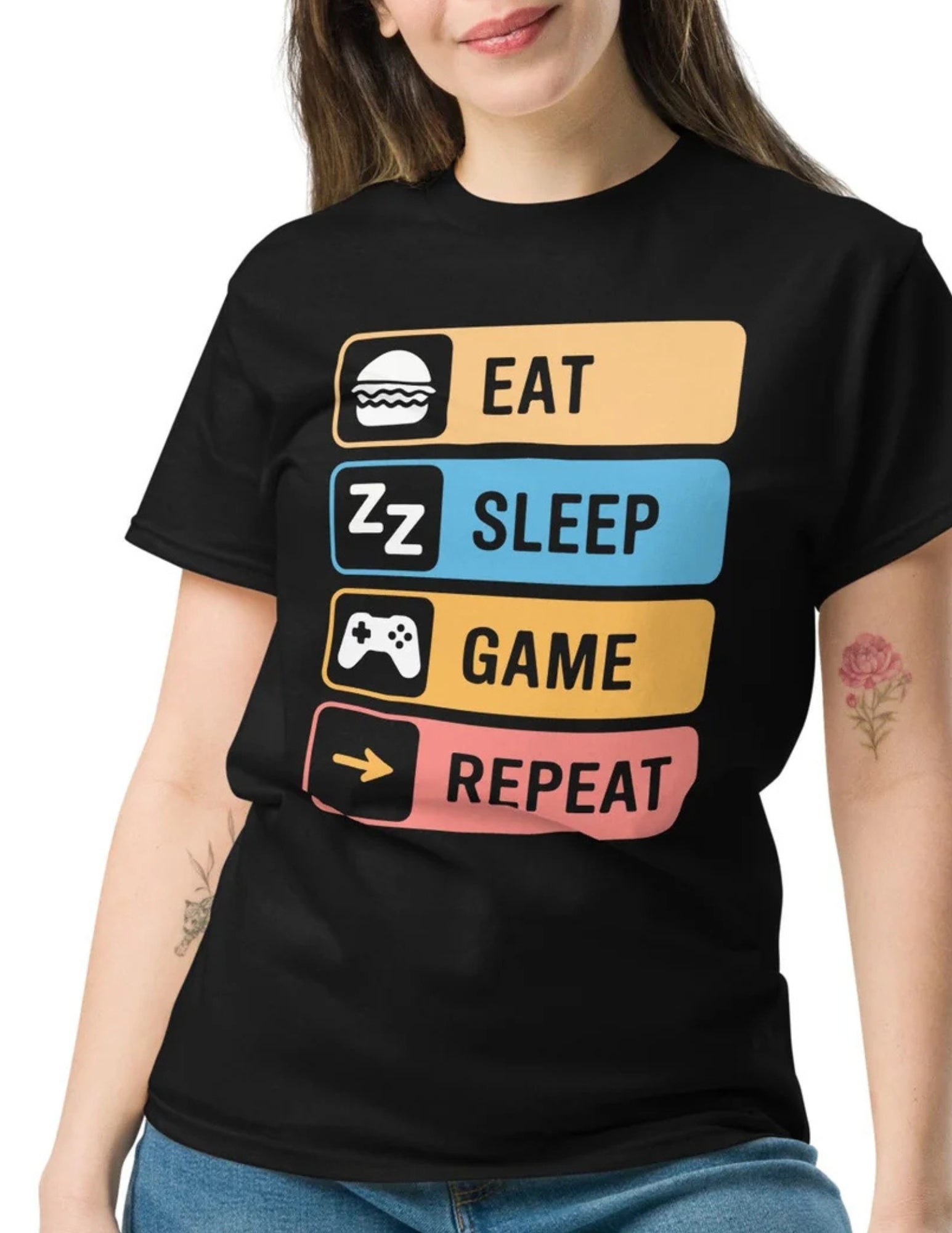 Eat Sleep Game | Gaming T-Shirt - Black - T-Shirts Online