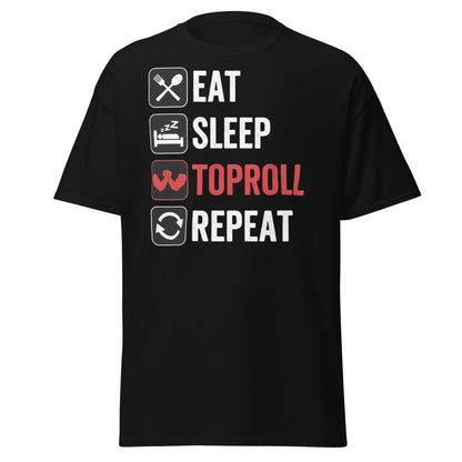 Eat Sleep Toproll Repeat T-Shirt - Funny Armwrestling Tee - Black - T-Shirts Online