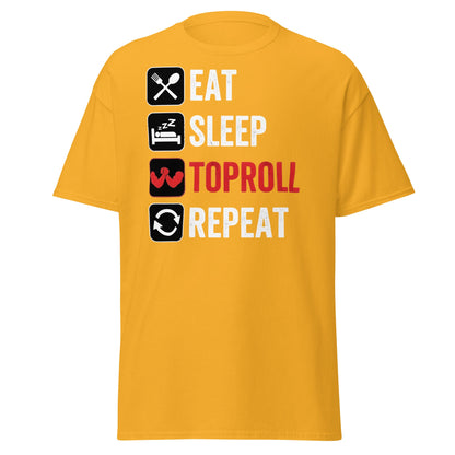 Eat Sleep Toproll Repeat T-Shirt - Funny Armwrestling Tee - Gold - T-Shirts Online
