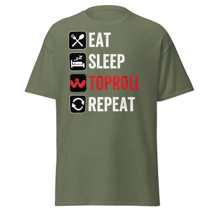 Eat Sleep Toproll Repeat T-Shirt - Funny Armwrestling Tee - Military Green - T-Shirts Online