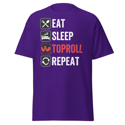 Eat Sleep Toproll Repeat T-Shirt - Funny Armwrestling Tee - Purple - T-Shirts Online