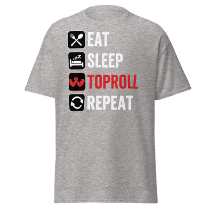 Eat Sleep Toproll Repeat T-Shirt - Funny Armwrestling Tee - Sport Grey - T-Shirts Online