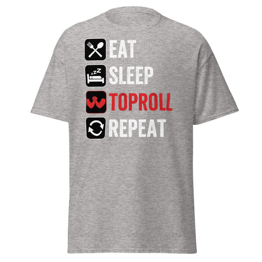 Eat Sleep Toproll Repeat T-Shirt - Funny Armwrestling Tee - Sport Grey - T-Shirts Online