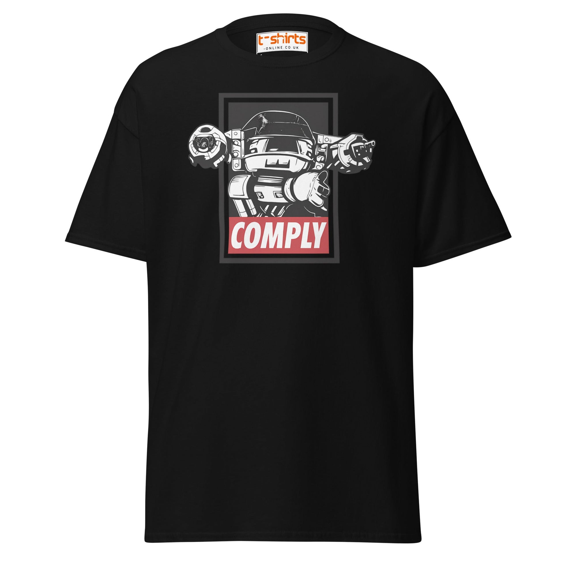 ED - 209 Comply T-Shirt – Retro RoboCop Mech Tee - Black - T-Shirts Online