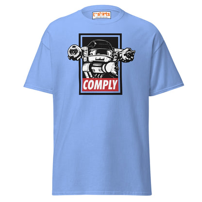ED - 209 Comply T-Shirt – Retro RoboCop Mech Tee - Carolina Blue - T-Shirts Online
