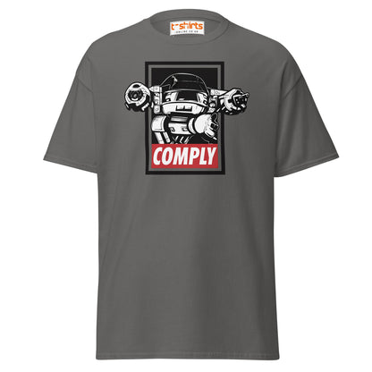 ED - 209 Comply T-Shirt – Retro RoboCop Mech Tee - Charcoal - T-Shirts Online