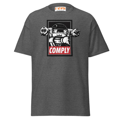 ED - 209 Comply T-Shirt – Retro RoboCop Mech Tee - Dark Heather - T-Shirts Online