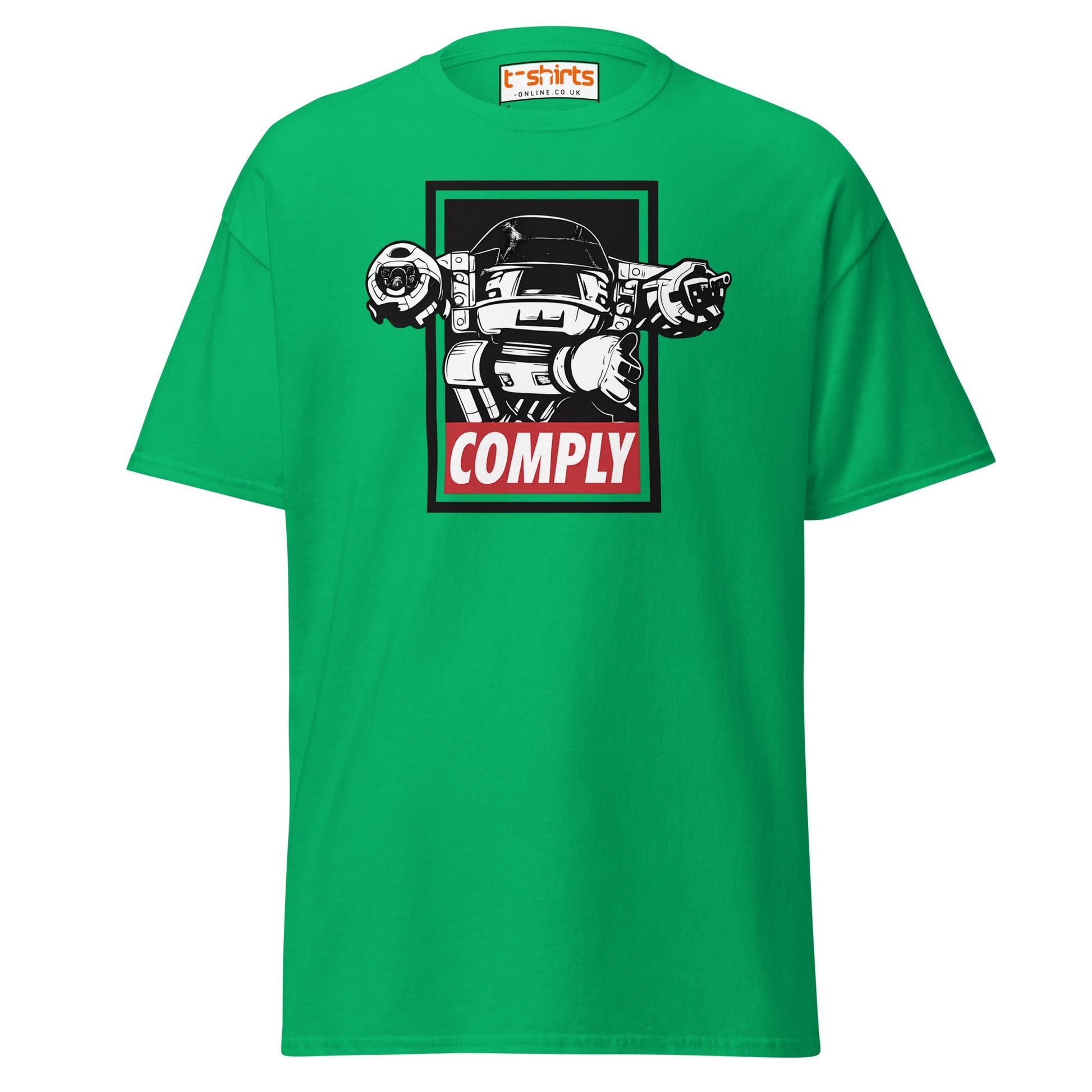 ED - 209 Comply T-Shirt – Retro RoboCop Mech Tee - Irish Green - T-Shirts Online