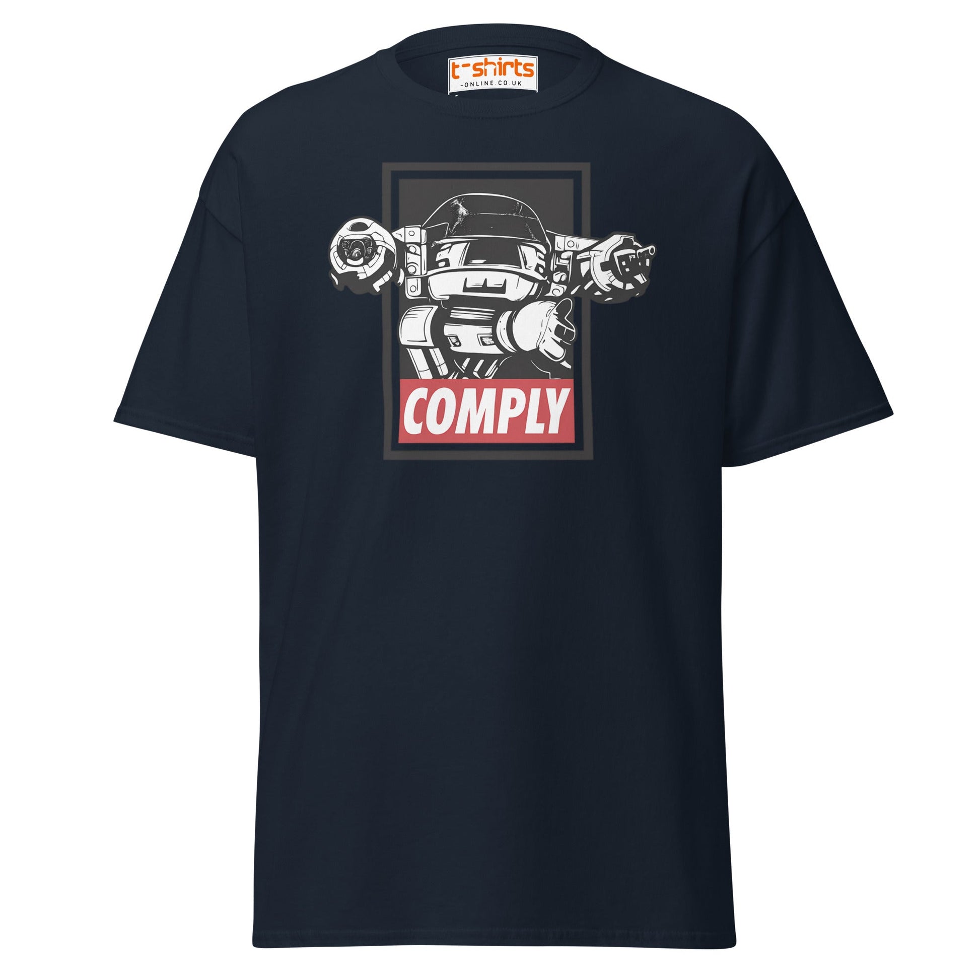 ED - 209 Comply T-Shirt – Retro RoboCop Mech Tee - Navy - T-Shirts Online