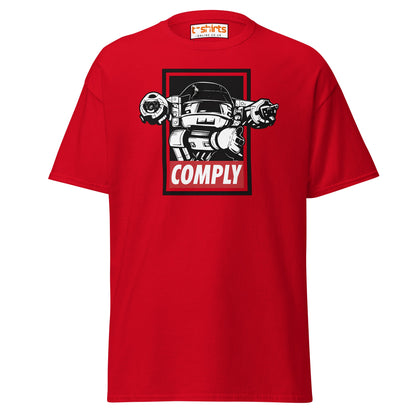 ED - 209 Comply T-Shirt – Retro RoboCop Mech Tee - Red - T-Shirts Online