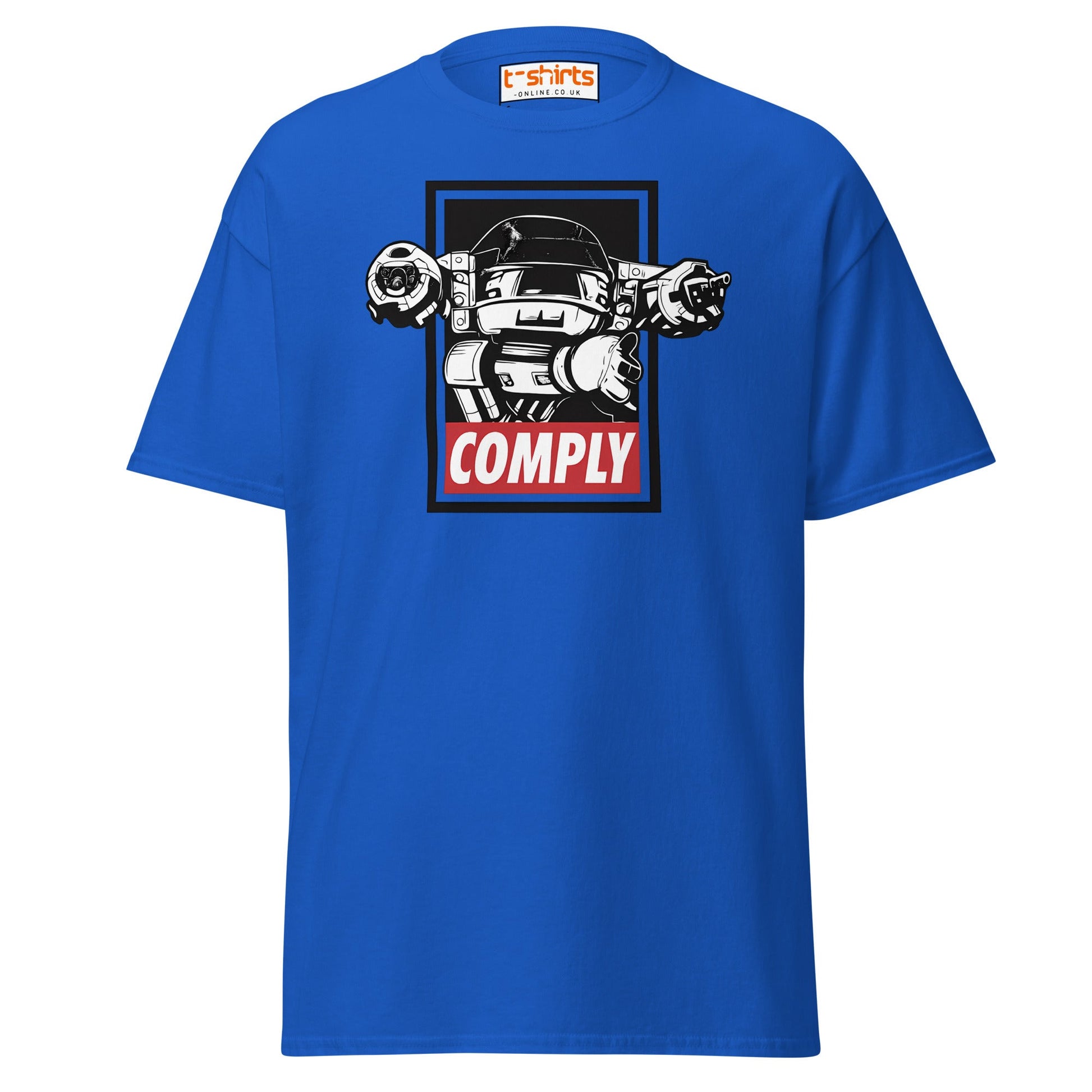 ED - 209 Comply T-Shirt – Retro RoboCop Mech Tee - Royal - T-Shirts Online