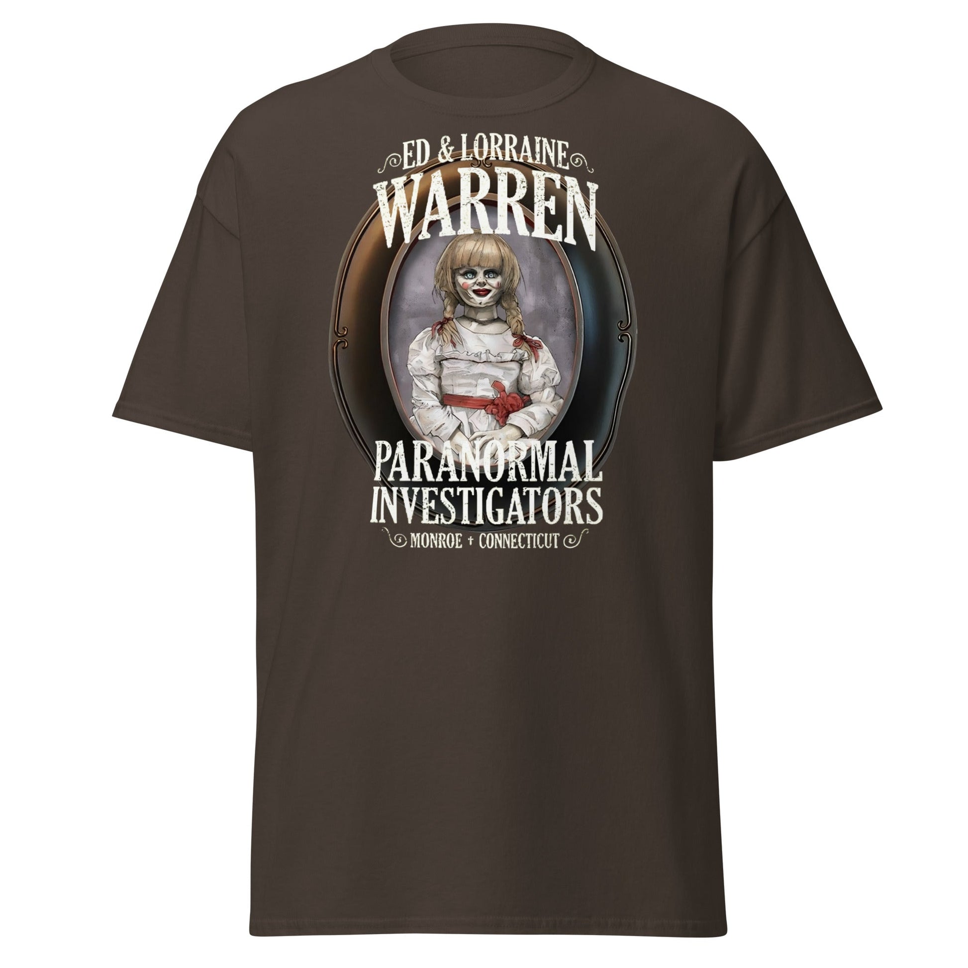 Ed & Lorraine Warren Paranormal Investigator T-Shirt - Dark Chocolate - T-Shirts Online