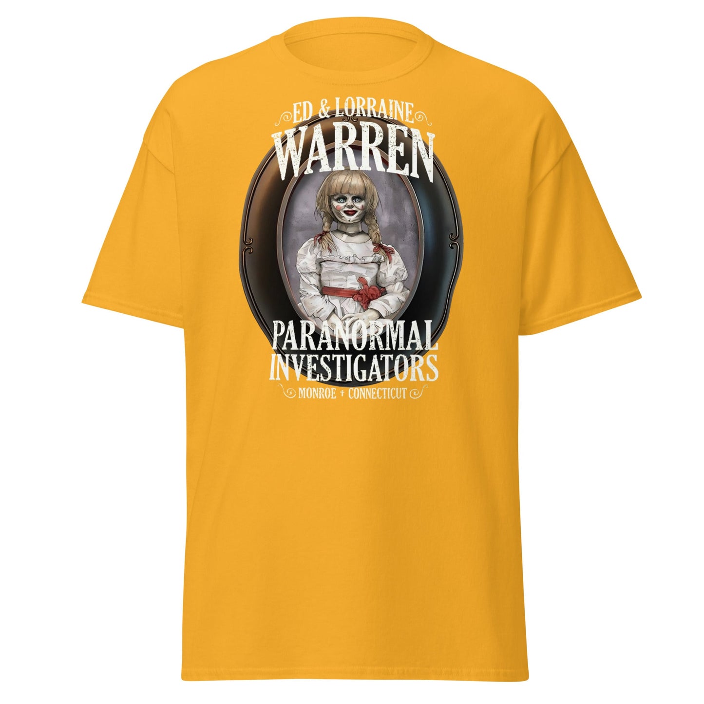 Ed & Lorraine Warren Paranormal Investigator T-Shirt - Gold - T-Shirts Online