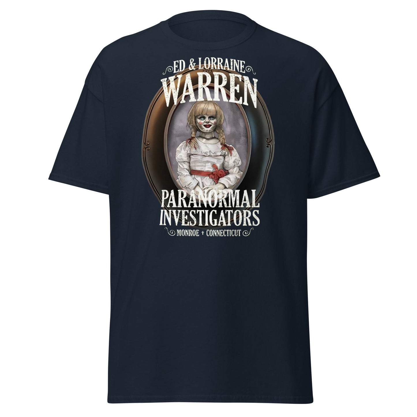 Ed & Lorraine Warren Paranormal Investigator T-Shirt - Navy - T-Shirts Online