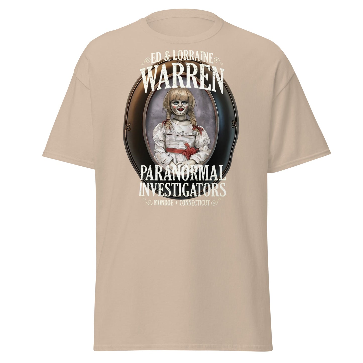 Ed & Lorraine Warren Paranormal Investigator T-Shirt - Sand - T-Shirts Online