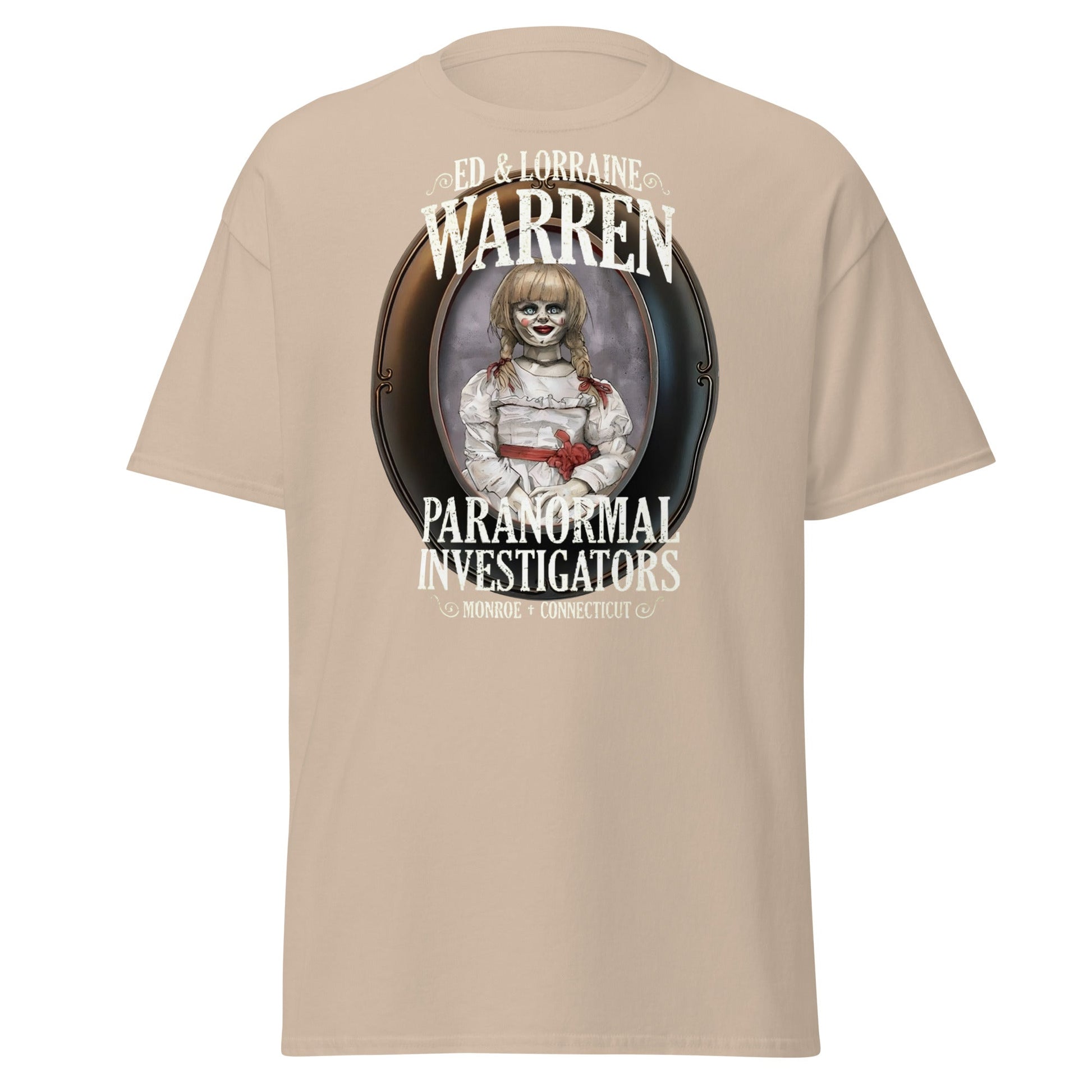 Ed & Lorraine Warren Paranormal Investigator T-Shirt - Sand - T-Shirts Online