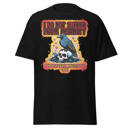 Edgar Allan Poe Insanity Raven Skull T-Shirt - Black - T-Shirts Online