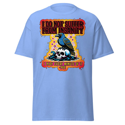 Edgar Allan Poe Insanity Raven Skull T-Shirt - Carolina Blue - T-Shirts Online