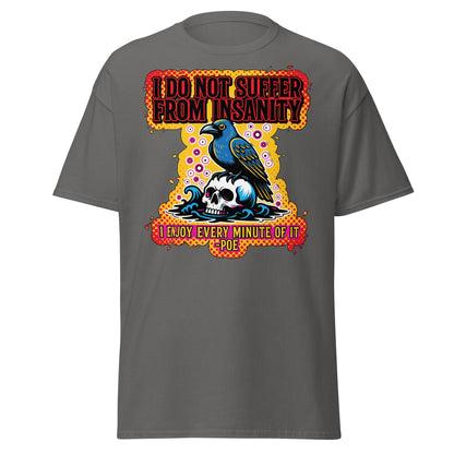 Edgar Allan Poe Insanity Raven Skull T-Shirt - Charcoal - T-Shirts Online