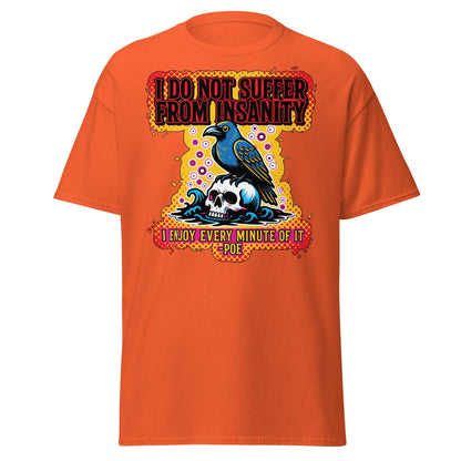 Edgar Allan Poe Insanity Raven Skull T-Shirt - Orange - T-Shirts Online