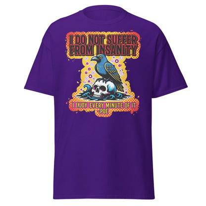 Edgar Allan Poe Insanity Raven Skull T-Shirt - Purple - T-Shirts Online