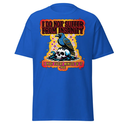 Edgar Allan Poe Insanity Raven Skull T-Shirt - Royal - T-Shirts Online