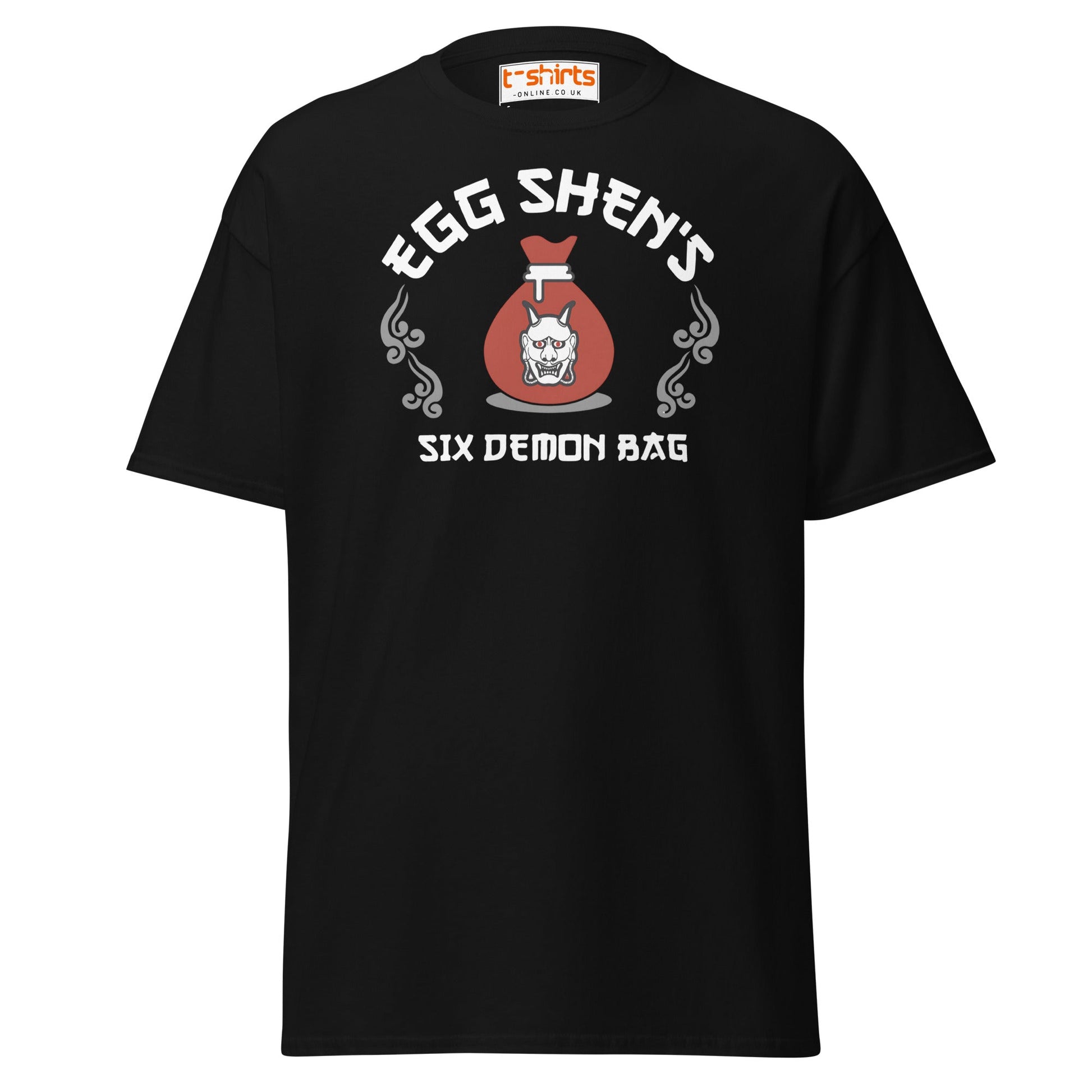 Egg Shen’s Six Demon Bag T-Shirt | Retro Movie Graphic Tee - Black - T-Shirts Online