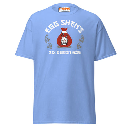 Egg Shen’s Six Demon Bag T-Shirt | Retro Movie Graphic Tee - Carolina Blue - T-Shirts Online