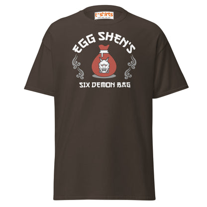 Egg Shen’s Six Demon Bag T-Shirt | Retro Movie Graphic Tee - Dark Chocolate - T-Shirts Online