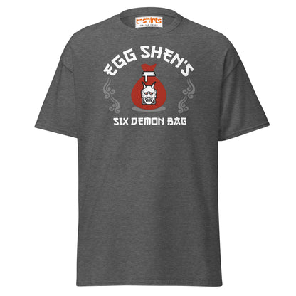 Egg Shen’s Six Demon Bag T-Shirt | Retro Movie Graphic Tee - Dark Heather - T-Shirts Online