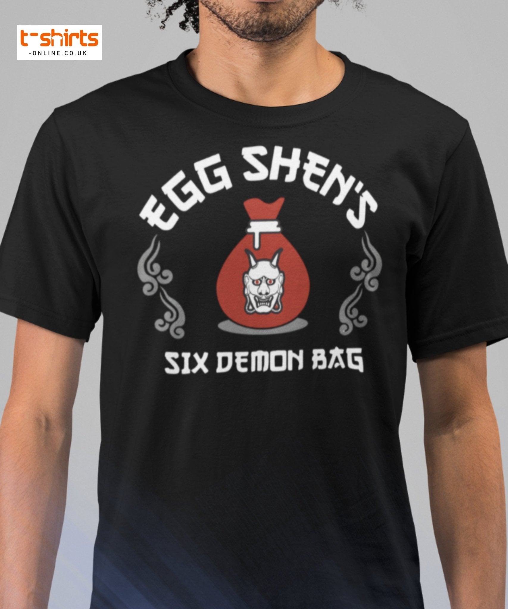 Egg Shen’s Six Demon Bag T-Shirt | Retro Movie Graphic Tee - Maroon - T-Shirts Online