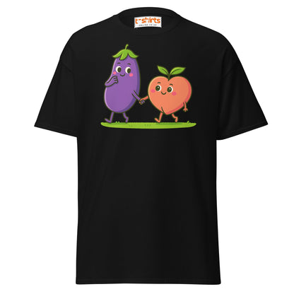 Eggplant & Peach Love T-Shirt – Kawaii Funny Tee - Black - T-Shirts Online