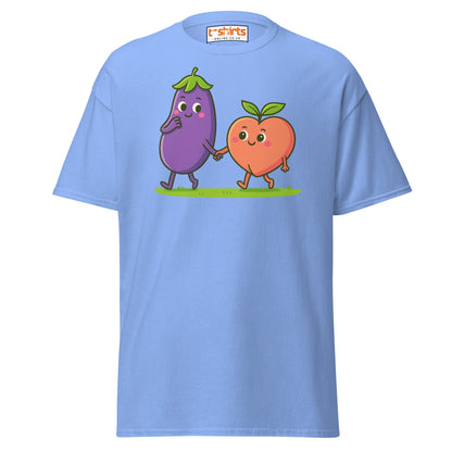 Eggplant & Peach Love T-Shirt – Kawaii Funny Tee - Carolina Blue - T-Shirts Online