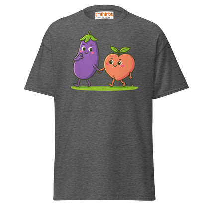 Eggplant & Peach Love T-Shirt – Kawaii Funny Tee - Dark Heather - T-Shirts Online