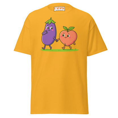 Eggplant & Peach Love T-Shirt – Kawaii Funny Tee - Gold - T-Shirts Online