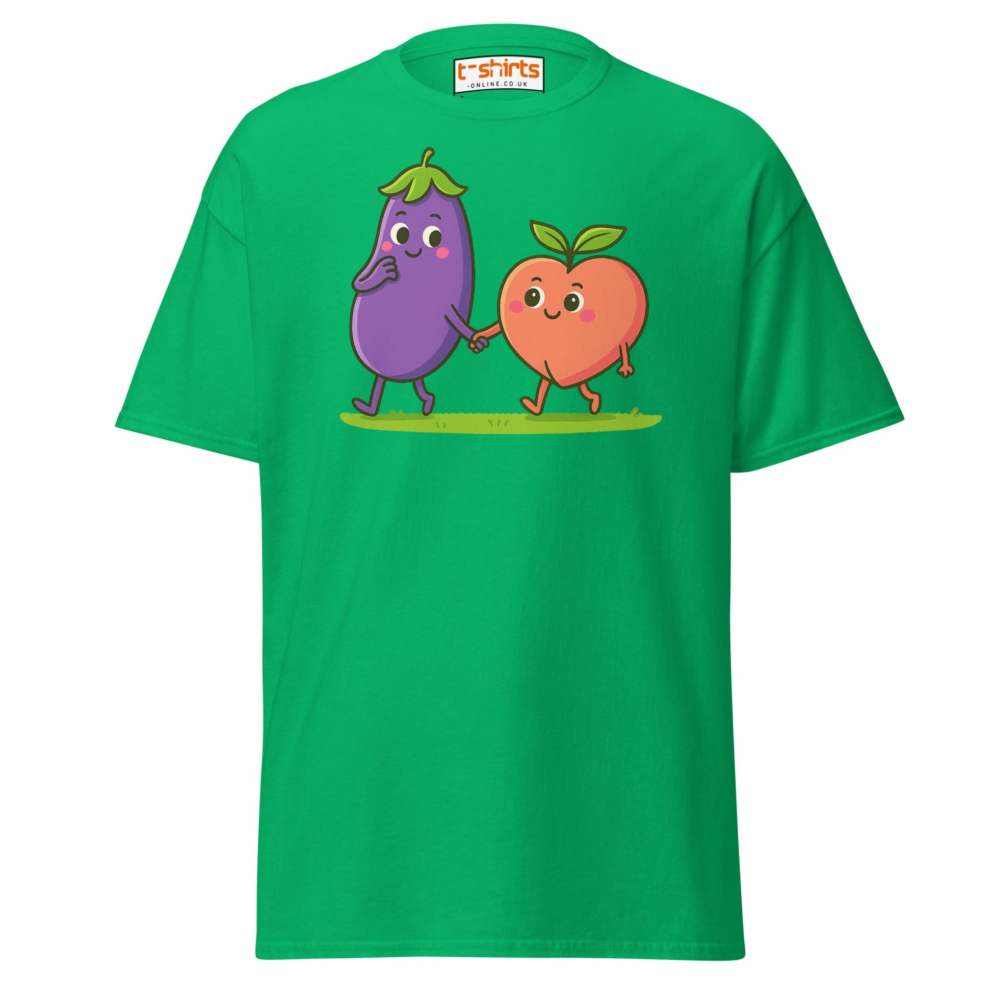 Eggplant & Peach Love T-Shirt – Kawaii Funny Tee - Irish Green - T-Shirts Online