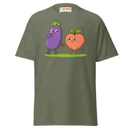 Eggplant & Peach Love T-Shirt – Kawaii Funny Tee - Military Green - T-Shirts Online