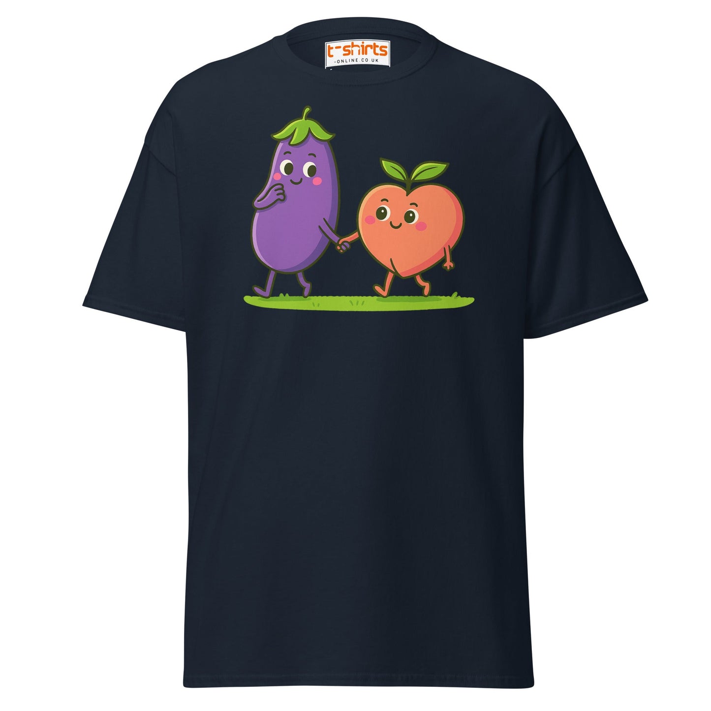 Eggplant & Peach Love T-Shirt – Kawaii Funny Tee - Navy - T-Shirts Online