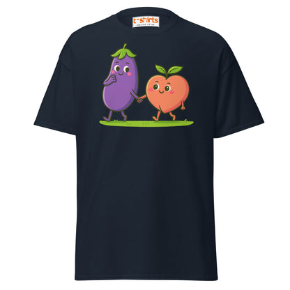 Eggplant & Peach Love T-Shirt – Kawaii Funny Tee - Navy - T-Shirts Online