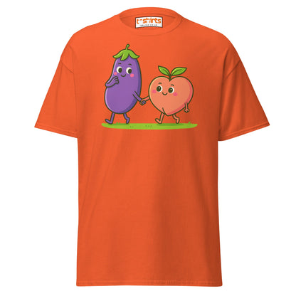 Eggplant & Peach Love T-Shirt – Kawaii Funny Tee - Orange - T-Shirts Online