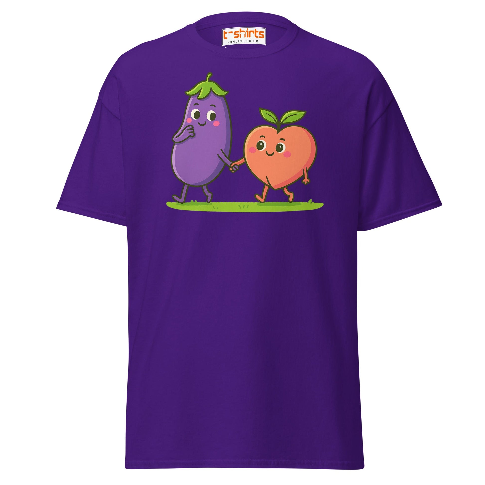 Eggplant & Peach Love T-Shirt – Kawaii Funny Tee - Purple - T-Shirts Online