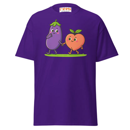 Eggplant & Peach Love T-Shirt – Kawaii Funny Tee - Purple - T-Shirts Online