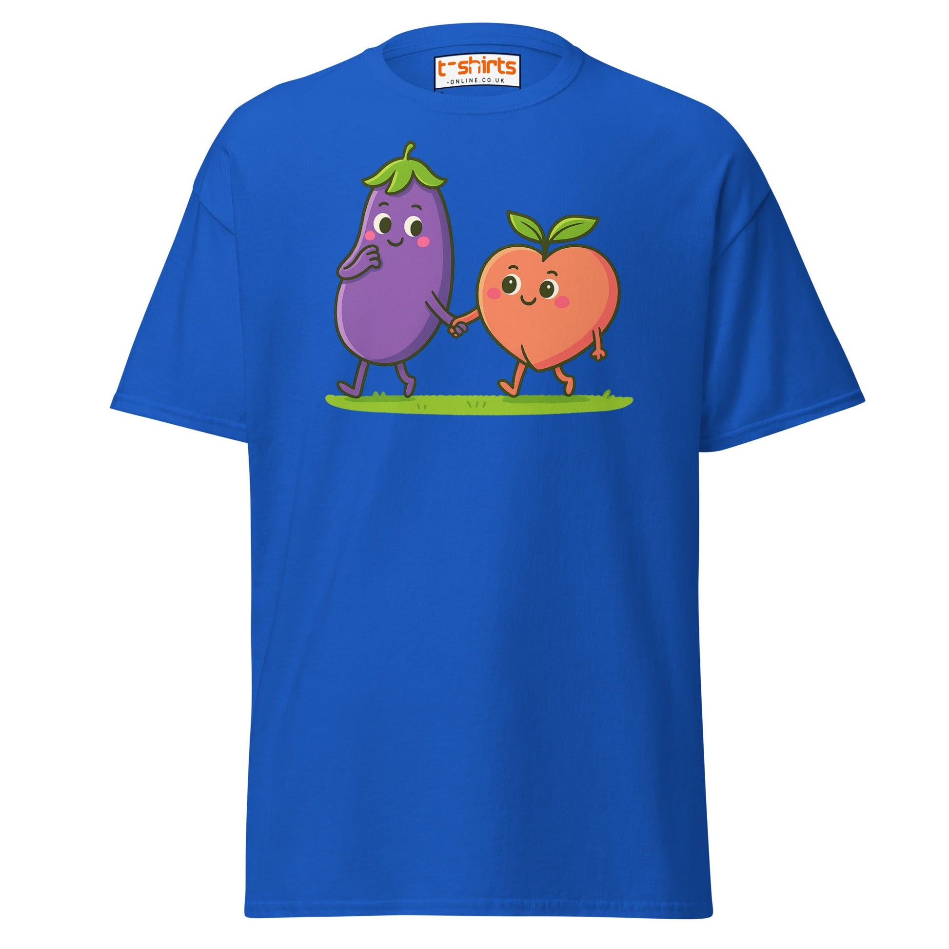 Eggplant & Peach Love T-Shirt – Kawaii Funny Tee - Royal - T-Shirts Online
