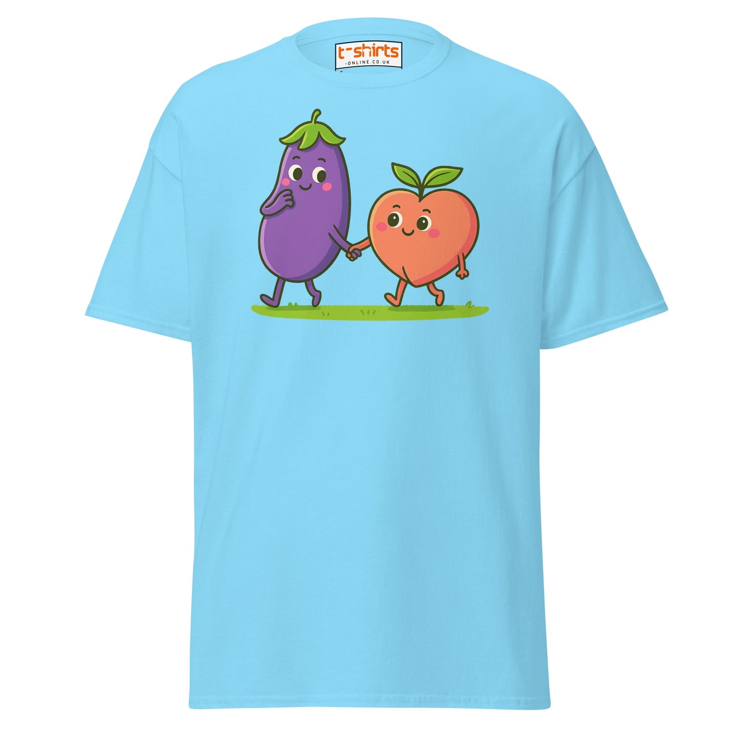 Eggplant & Peach Love T-Shirt – Kawaii Funny Tee - Sky - T-Shirts Online