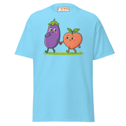 Eggplant & Peach Love T-Shirt – Kawaii Funny Tee - Sky - T-Shirts Online