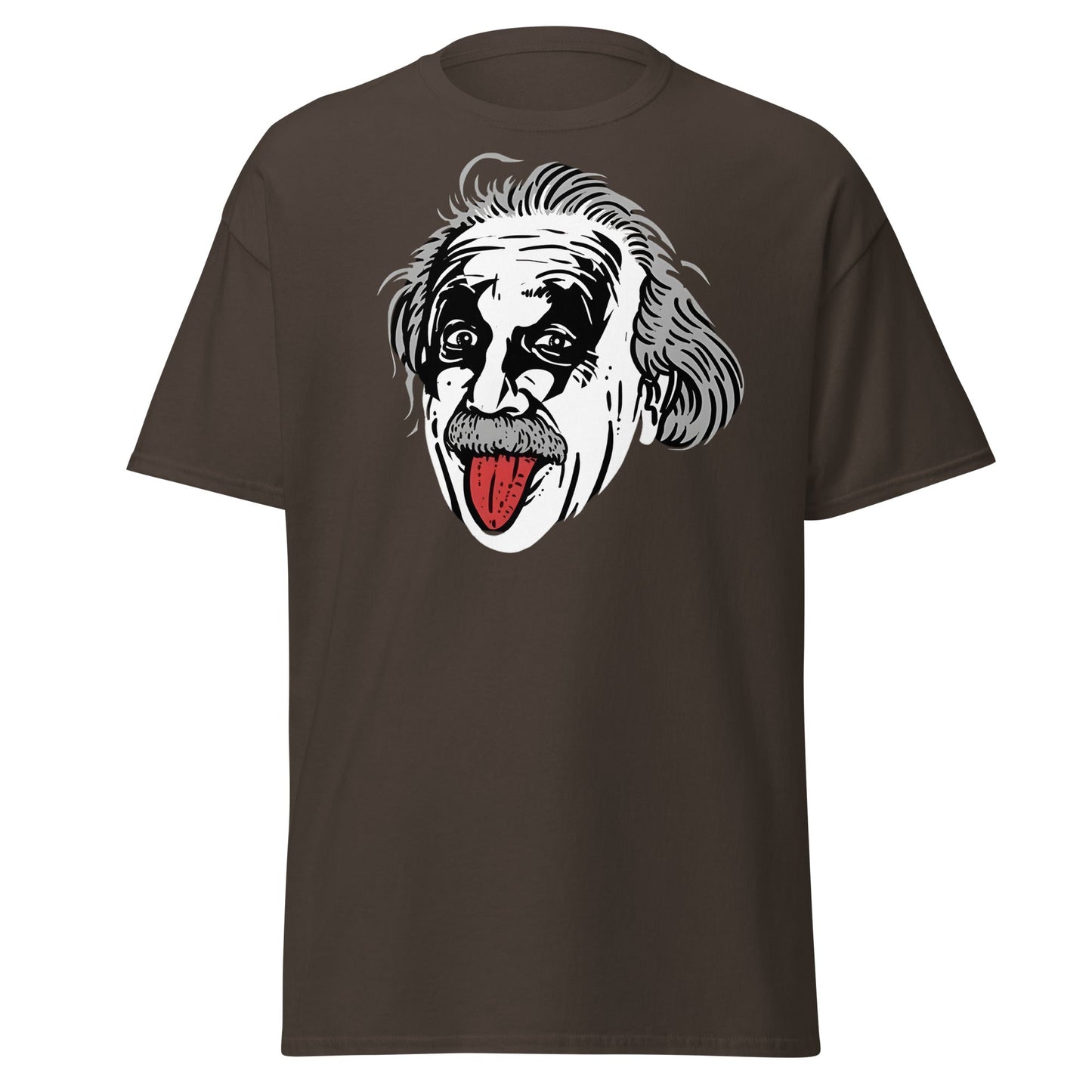 Einstein Tongue Out T-Shirt – Iconic Science Genius Tee - Dark Chocolate - T-Shirts Online